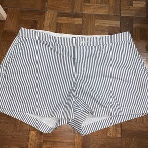 Navy and white striped shorts